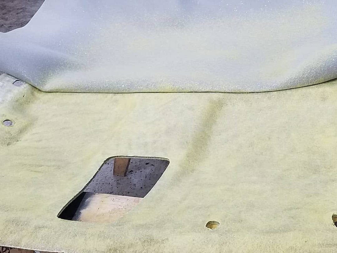 Headliner board with old foam before recovering
