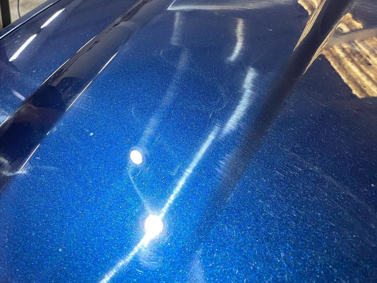Blue hood after paint correction